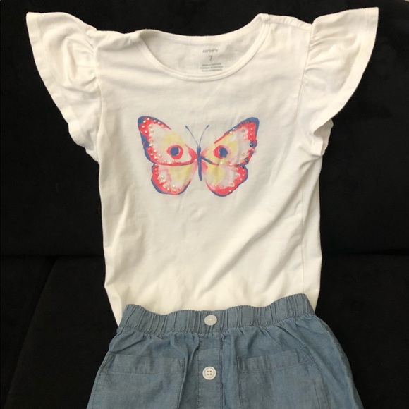 Carter's Other - Butterfly Shirt and Skirt Set Size 7 (NWOT)